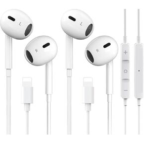 2 Pack Earphones for iPhone Headphones Wired [MFI Certified] HiFi Stereo Earphones Corded with Microphone & Volume Control Wired Earbuds for iPhone 14/13/12/11/XR/XS/X/8/7/SE/Pro Max, Support All iOS