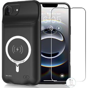Battery Case for iPhone 16e (6.1 inch), [10000mAh] Large Capacity Slim Portable Protective Fast Charging Case, Backup Power Bank with Power Indicator, Compatible with iPhone 16e - Black