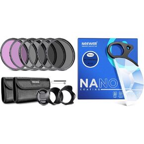 Neewer 49mm ND Lens Filter Kit, UV, CPL(Circular Polarising), FLD, ND2, ND4, ND8 and 79mm Handheld Half Moon Kaleidoscope Prism Lens Filter Compatible with Canon Nikon Sony Panasonic DSLR Cameras