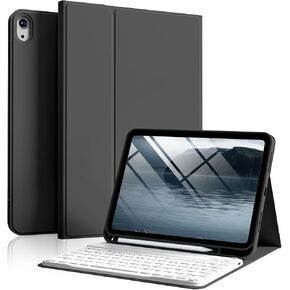 for iPad (A16) 11th/10th Generation Case with Keyboard, 11 Inch/10.9 Inch iPad (2025/2022), Detachable Wireless Bluetooth Keyboard, Stand Folio Cover with Pencil Holder, Pink