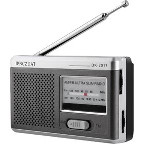 IPNCZUAT-DK-2017 Portable Mini Radio, AM FM Transistor with Loud Speaker,Headphone Jack, Operated 2AA Battery,Excellent Long Range Reception,Pocket Radio for Indoor, Outdoor and Emergency Use