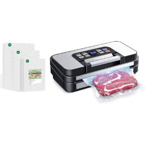 95Kpa Powerful Vacuum Sealer Machine for Food & Precut Vacuum Sealer Bags 150 Gallon 11" x 16" and Quart 8" x 12" and Pint 6" x 10"