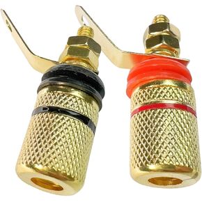 CESS Gold-Plated Binding Post - Red & Black, Knurled Anti-Slip Knob, 10-Pack, Solder or Screw Wire Connection, Panel/PCB Mount for Speakers, Power Supply, Signal Testing