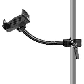 Phone Holder for Mic Stand, Treadmill, Spin Bike, Stroller, Flexible Gooseneck Arm Clamp on Phone Holder for Peloton Bike, Desk Pipe Pole Clamp Phone Mount Stand for iPhone Samsung All Smartphone