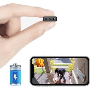 【Free 64G】Smallest Wireless WiFi Battery Camera,Spy Concealed Coin Size Cam,Portable HD4K Video Recording Live Feed for Baby Monitor,Night Vision,Motion Detection,Cloud Storage for Outdoor/Indoor