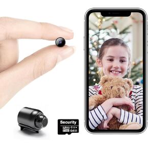 【Free 64G】Smallest Wireless WiFi Camera,HD1080P Spy Camera,Smart Home Camera,Portable Baby Monitor Camera,Pet Camera with Night Vision,Motion Detection,Cloud Storage for Security with iOS Android