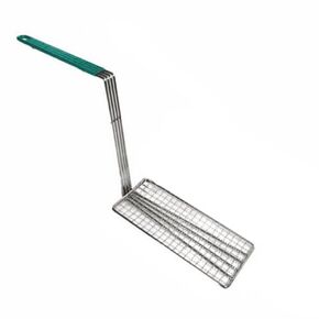 FSE SLFBP010 Fry Basket Press, 4-3/4" x 10-3/4", fits Fry Baskets SLFB004 & SLFB005, Flat mesh Panel, Green Handle, Nickel Plated