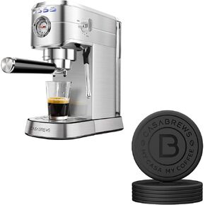 CASABREWS Espresso Machine 20 Bar, Professional Espresso Maker with Milk Frother Steam Wand & 6 Pack Silicone Coasters for Drinks, Heat Resistant Durable Coasters Set for Hot and Cold Drinks