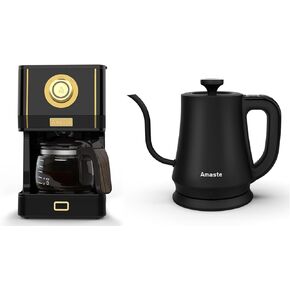 Amaste Black Coffee Maker & Black Electric Kettle Set