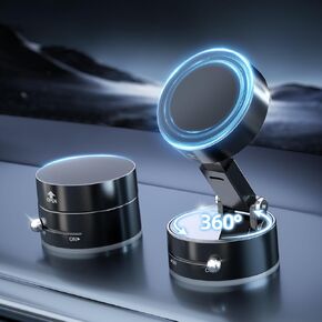 Vacuum Magnetic Phone Holder for Car, Upgraded 360°Suction Cup Phone Mount Foldable Magnetic Car Phone Holder Mount Retractable Suction Phone Stand for iPhone All Cell Phones /Car/Gym/Mirror/Shower