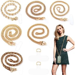 Patelai 6 Pcs Phone Chain Crossbody Metal Cellphone Strap Crossbody Phone Lanyard with Lanyard Patches for Women Compatible with Universal Cases 47 Inch