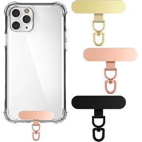 Metal Phone Tether Tab, 3 Pcs 360° Rotatable Metal Phone Patch Black Gold Rose Gold Universal Cellphone Lanyard Pad for Full Phone Cases