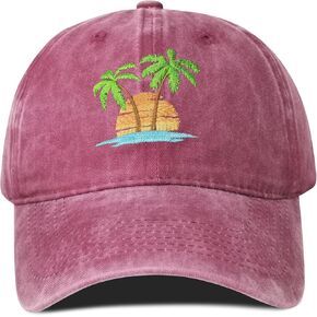 Hepandy Embroidered Palm Tree Hats for Men Women