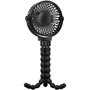 portable fan Tripod Fan Usb Rechargeable Long Life Desktop Outdoor Portable Octopus Stand Small Cooling Fan handheld fan (Black)