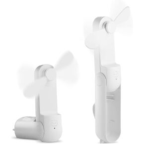 Handheld Mini Fan, 2 Speed Portable Fan, Rechargeable Hand Fan With Power Bank, White Personal Fan For Women & Kids, Quiet Table & Desk Fan For Office, Foldable USB Fan Great For Travel, Outdoors