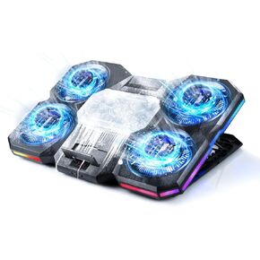 Upgraded Laptop Cooling Pad with Thermoelectric Cooler and 4 Fans, Powerful Laptop Cooler, Independent Control, Multi-Gear Adjustment, RGB, 14-18 Inch Laptop Stand (Laptop Cooling Pad 4)