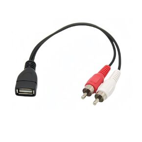 0.2M/0.65FT USB to 2 RCA Cable, USB A 2.0 Female to 2 RCA Male Jack Splitter for Audio Video AV Adapter Cord