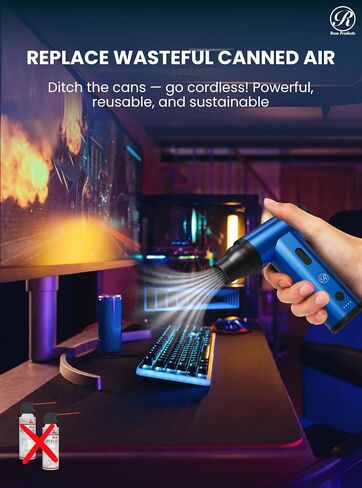 Cordless Electic Air Air Duster Mini Blower Turbo Turbo Gun ، 150000 دورة في الدقيقة لوحات مفاتيح نظيفة ، أجهزة الكمبيوتر ، لوحات المفاتيح ، ألعاب ، تجفيف السيارات ، تجفيف الحيوانات الأليفة ، الشواء ، التخييم ، استبدال الهواء المعلب ، مثالي للهدايا in Saudi Arabia