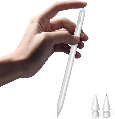Stylus Pen for iPad 2018-2025, 2X Fast Charge Pencil, Pixel-Perfect Precision, Palm Rejection Tilt Sensitivity, Active Pen for iPad 6/7/8/9/10, Mini 5/6, Air 3/4/5/M4,Pro 11''/12.9''/13'',White in Kuwait