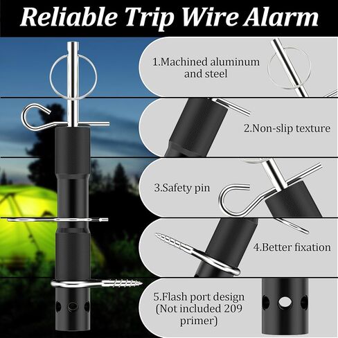 Perimeter Trip Alarm,Camp Security Perimeter Trip Wire Alarm,Early Warning Security System for Camping Hiking and Property Safety/Bear Deterrent,Use 209 Primers (2 Packs Green) in Kuwait