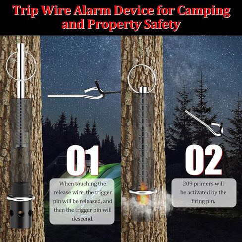 Perimeter Trip Alarm,Camp Security Perimeter Trip Wire Alarm,Early Warning Security System for Camping Hiking and Property Safety/Bear Deterrent,Use 209 Primers (2 Packs Green) in Kuwait