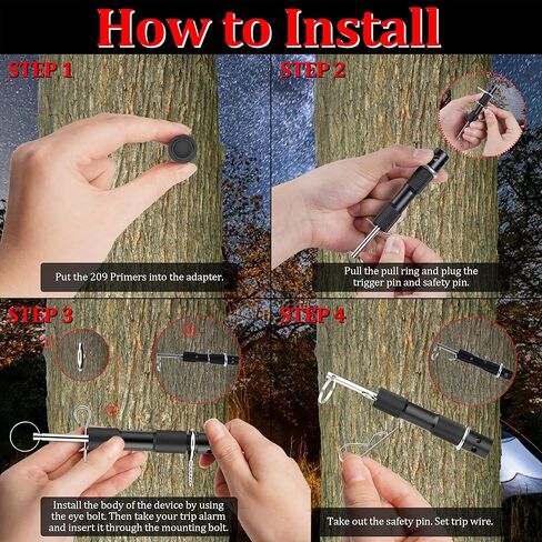 Perimeter Trip Alarm,Camp Security Perimeter Trip Wire Alarm,Early Warning Security System for Camping Hiking and Property Safety/Bear Deterrent,Use 209 Primers (2 Packs Green) in Kuwait