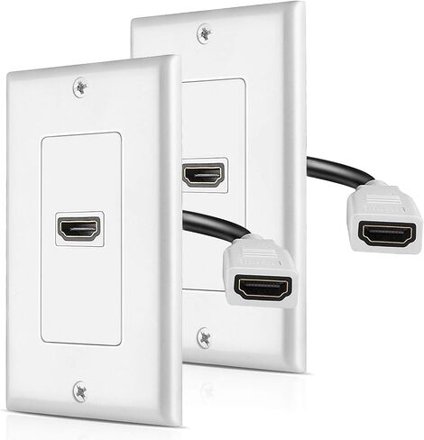 TNP HDMI Wall Plate - Dual (2 Port) HDMI Socket Plug Jack Outlet Decorative Face Plate Cover Mount Panel w/ 4K UHD ARC/eARC Ethernet Pass-Thru Support High Speed Extension Pigtail Coupler Cable in Saudi Arabia