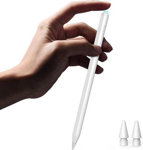 Stylus Pen for iPad 2018-2025, 2X Fast Charge Pencil, Pixel-Perfect Precision, Palm Rejection Tilt Sensitivity, Active Pen for iPad 6/7/8/9/10, Mini 5/6, Air 3/4/5/M4,Pro 11''/12.9''/13'',White in Kuwait