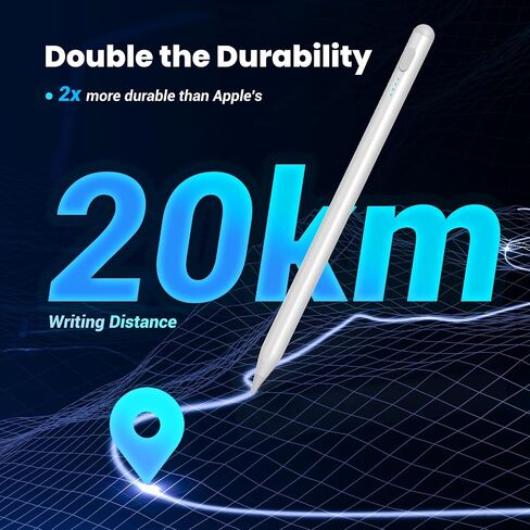 Stylus Pen for iPad 2018-2025, 2X Fast Charge Pencil, Pixel-Perfect Precision, Palm Rejection Tilt Sensitivity, Active Pen for iPad 6/7/8/9/10, Mini 5/6, Air 3/4/5/M4,Pro 11''/12.9''/13'',White in Kuwait