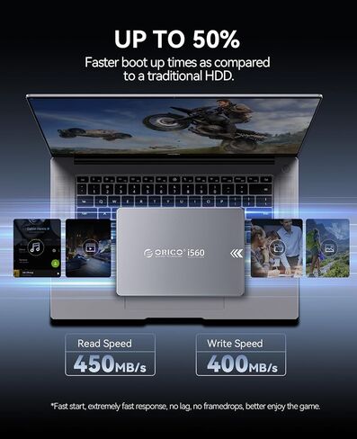 ORICO i560 SATA SSD 256GB, 2.5" SATA III 6Gb/s SSD, up to 480MB/s, 3D NAND Internal Solid State Drive with Aluminum Shell, Upgrade Laptop PC and Desktops in Saudi Arabia