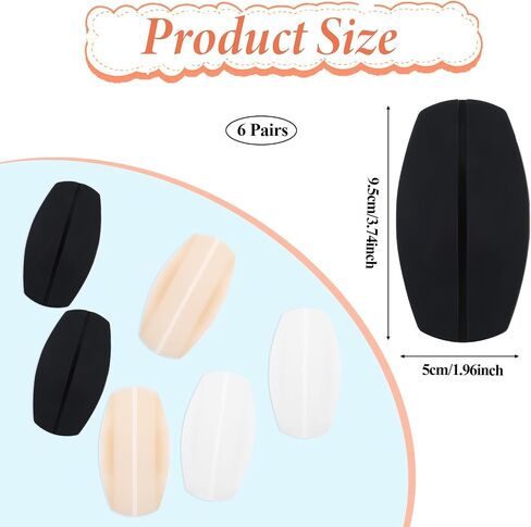 6 Pairs Silicone Bra Strap Cushion, Bra Strap Holders for Slipping Bra Strap Pads Soft No Dents Non-Slip Shoulder Pads for Bra Straps to Ease Shoulder Discomfort (Black, White, Skin Color) in Saudi Arabia