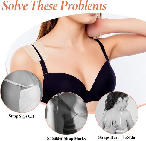 6 Pairs Silicone Bra Strap Cushion, Bra Strap Holders for Slipping Bra Strap Pads Soft No Dents Non-Slip Shoulder Pads for Bra Straps to Ease Shoulder Discomfort (Black, White, Skin Color) in Saudi Arabia