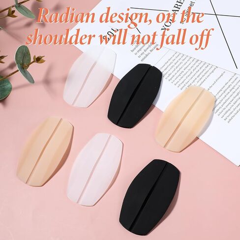 6 Pairs Silicone Bra Strap Cushion, Bra Strap Holders for Slipping Bra Strap Pads Soft No Dents Non-Slip Shoulder Pads for Bra Straps to Ease Shoulder Discomfort (Black, White, Skin Color) in Saudi Arabia