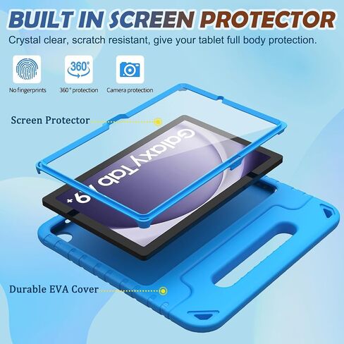 علبة LTROP Kids لـ Samsung Galaxy Tab A9+ Plus 2023 (SM-X210/X216/X218) 11 بوصة ، واقي شاشة مدمج ، ومقبض مقبض قابل للتحويل صدمية Tab Galaxy Tab A9 بالإضافة إلى غطاء الحالة ، الأزرق in Kuwait