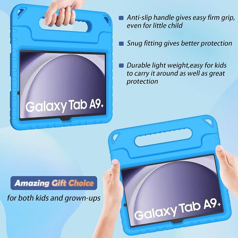 علبة LTROP Kids لـ Samsung Galaxy Tab A9+ Plus 2023 (SM-X210/X216/X218) 11 بوصة ، واقي شاشة مدمج ، ومقبض مقبض قابل للتحويل صدمية Tab Galaxy Tab A9 بالإضافة إلى غطاء الحالة ، الأزرق in Kuwait