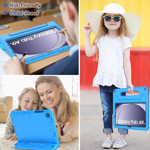 علبة LTROP Kids لـ Samsung Galaxy Tab A9+ Plus 2023 (SM-X210/X216/X218) 11 بوصة ، واقي شاشة مدمج ، ومقبض مقبض قابل للتحويل صدمية Tab Galaxy Tab A9 بالإضافة إلى غطاء الحالة ، الأزرق in Kuwait