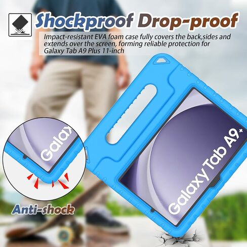 علبة LTROP Kids لـ Samsung Galaxy Tab A9+ Plus 2023 (SM-X210/X216/X218) 11 بوصة ، واقي شاشة مدمج ، ومقبض مقبض قابل للتحويل صدمية Tab Galaxy Tab A9 بالإضافة إلى غطاء الحالة ، الأزرق in Kuwait