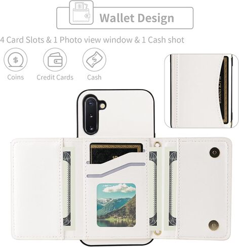 Wallet Case for Samsung Galaxy Note 10 5G with Crossbody Strap Premium PU Leather Card Holder Shockproof Heavy Duty Full Body Cell Phone Cover for Note10 Notes 10s Ten Not S10 Women Men Purple in Kuwait