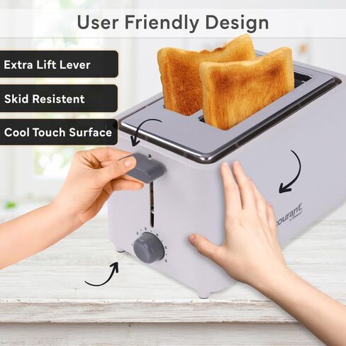 Courant 2-Slice Toaster Cool Touch with Extra Wide Slots For Bread, Bagels & Waffle with 6 Adjustable Shade Settings, Crumb Tray & Cancel Function Extra-Lift Feature, compact Design – Red in Kuwait
