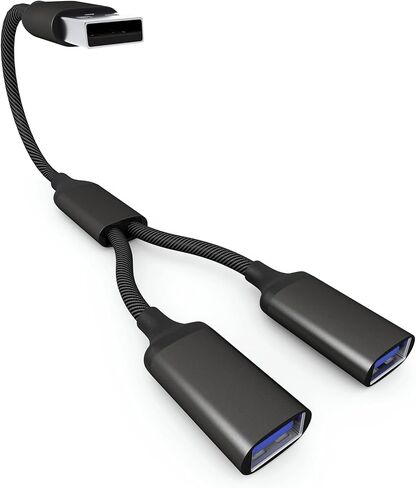 USB Splitter Cable 1 IN 2 OUT 1FT, USB 2.0 Male to Dual Female Extension Cord,Double Data+Charger Y Split Adapter USB Port Hub for Laptop,PC/Computer,Desktop,Keyboard/Mouse,LED,TV,Printer,Xbox/PS4/PS5 in Saudi Arabia