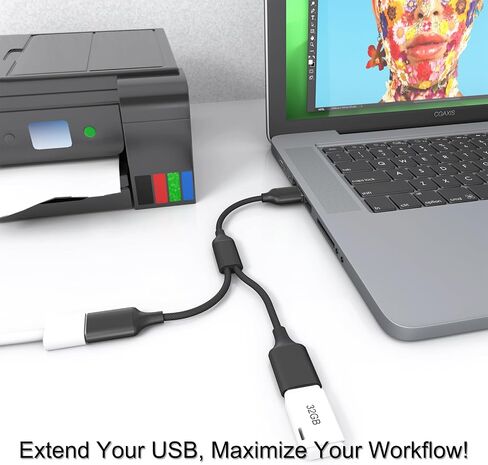 USB Splitter Cable 1 IN 2 OUT 1FT, USB 2.0 Male to Dual Female Extension Cord,Double Data+Charger Y Split Adapter USB Port Hub for Laptop,PC/Computer,Desktop,Keyboard/Mouse,LED,TV,Printer,Xbox/PS4/PS5 in Saudi Arabia