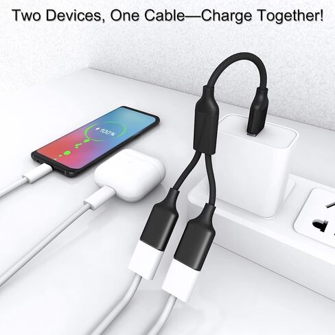 USB Splitter Cable 1 IN 2 OUT 1FT, USB 2.0 Male to Dual Female Extension Cord,Double Data+Charger Y Split Adapter USB Port Hub for Laptop,PC/Computer,Desktop,Keyboard/Mouse,LED,TV,Printer,Xbox/PS4/PS5 in Saudi Arabia