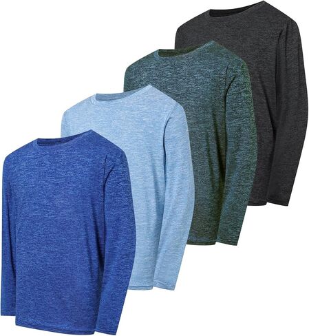 4 Pack Boys&Girls Athletic Quick Dry Long Sleeve Kids Performance Activewear T-Shirt for Youth in Kuwait