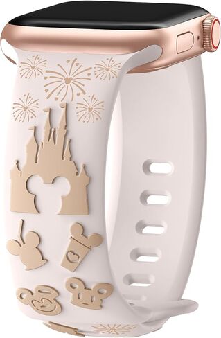 Cartoon 3D Embossed Band Compatible with Apple Watch Bands 40mm 38mm 44mm 45mm 41mm 42mm 49mm Women, Two-Tone Soft Silicone Sport Strap for iWatch Series 10 9 8 7 6 5 4 3 2 1 Ultra in Saudi Arabia
