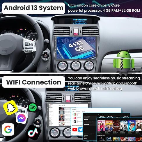 Android 13 Car Radio for Subaru Forester WRX Impreza 2014-2015: Upgrade 1280 * 800 HD Touchscreen Stereo with Wireless Carplay Android Auto Bluetooth 5G Wi-Fi GPS SWC DSP FM Backup Camera - 4GB+32GB in Saudi Arabia