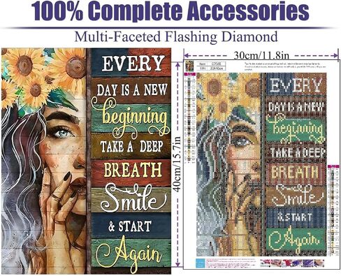 Sunflower Diamond Painting Kits for Adults-5D Inspirational Diamond Art for Beginners, DIY Diamond Painting Art Crafts, for Decorating Home Walls and Gifts 12X16Inch in Saudi Arabia