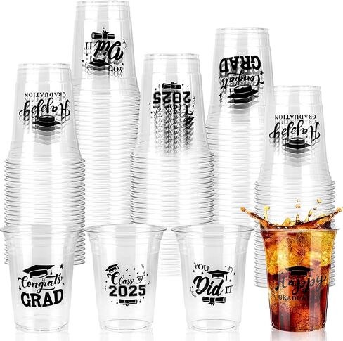 Graduation Cups, 16 oz Disposable Plastic Cup Class of 2025 Party Cups for Congrats Grad Graduation Party Supplies Tableware Decorations, 60 Pack(Blue) in Kuwait