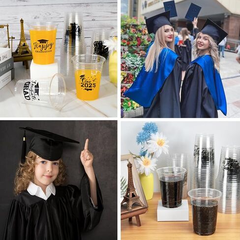 Graduation Cups, 16 oz Disposable Plastic Cup Class of 2025 Party Cups for Congrats Grad Graduation Party Supplies Tableware Decorations, 60 Pack(Blue) in Kuwait
