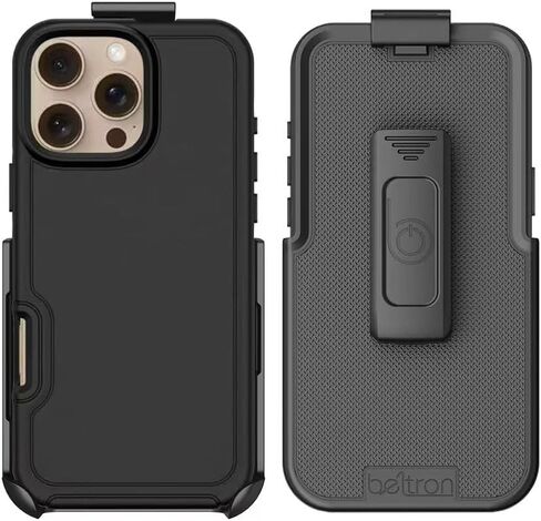BELTRON Case with Belt Clip for iPhone 16 Pro, Industrial Strength, Military-Grade Protection, Hybrid Case & Belt Clip Holster Combo Compatible with Magsafe (Jet Black) in Kuwait