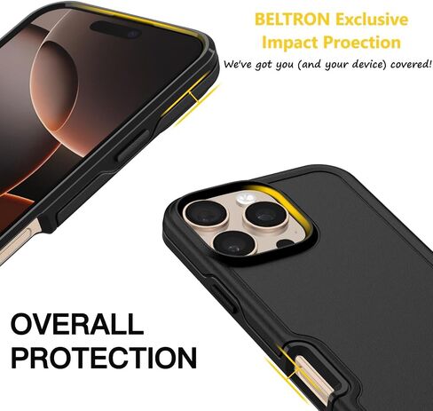 BELTRON Case with Belt Clip for iPhone 16 Pro, Industrial Strength, Military-Grade Protection, Hybrid Case & Belt Clip Holster Combo Compatible with Magsafe (Jet Black) in Kuwait